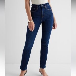 Express Super High Waisted Dark Wash '90s Slim Jeans